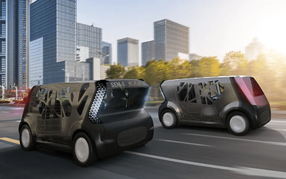 Two Autonomous Cars On Road