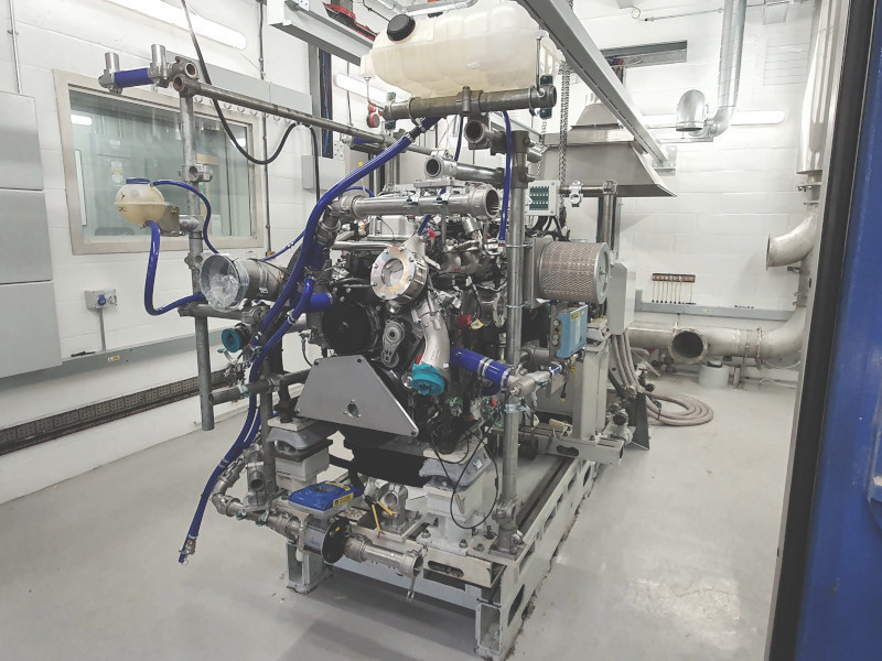 Hydrogen fuelled internal combustion engine inside a test cell
