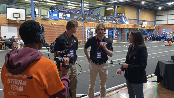 Ricardo’s Joshua Sims (middle-left) and Toby Mackereth (middle-right) being interviewed for the live stream at the event
