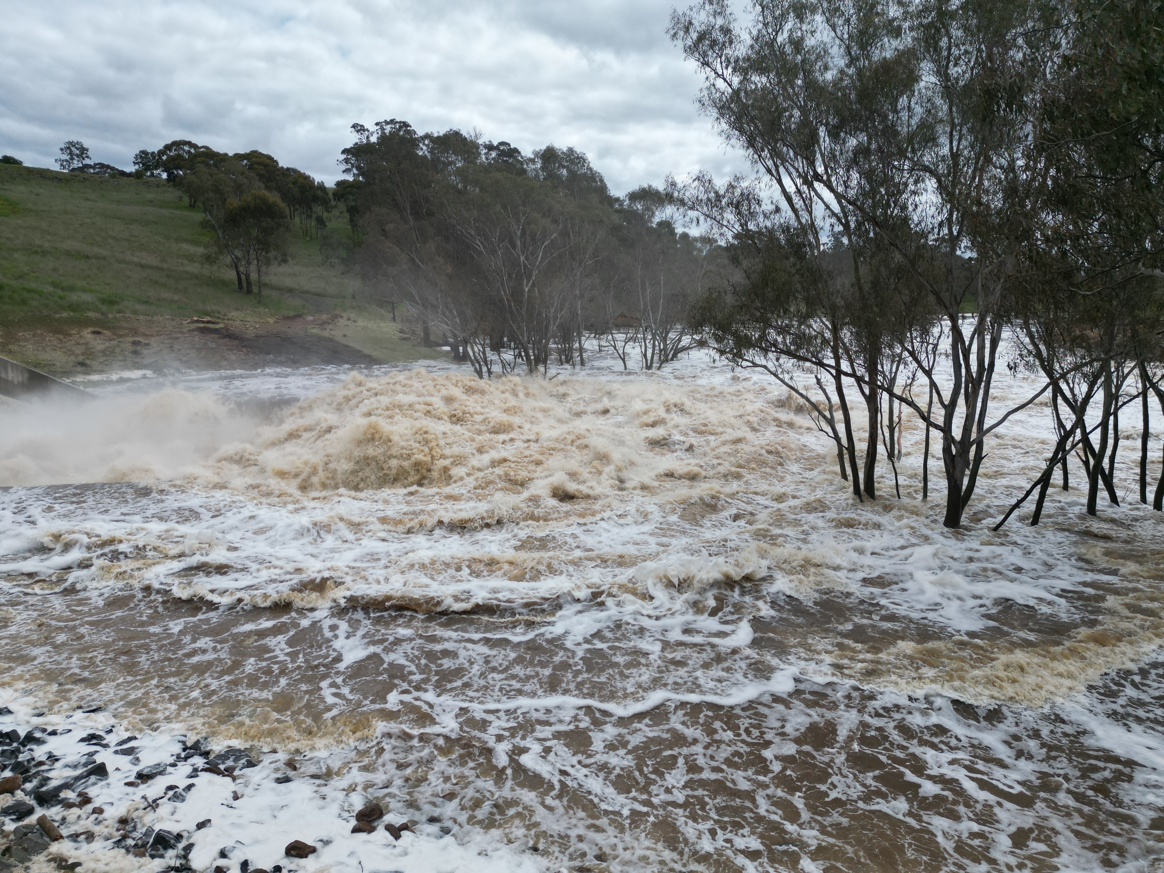 Campaspe River,Lake Eppalock Dam Spillway Overflowing Flooding Parts Of Victoria 2022 Large