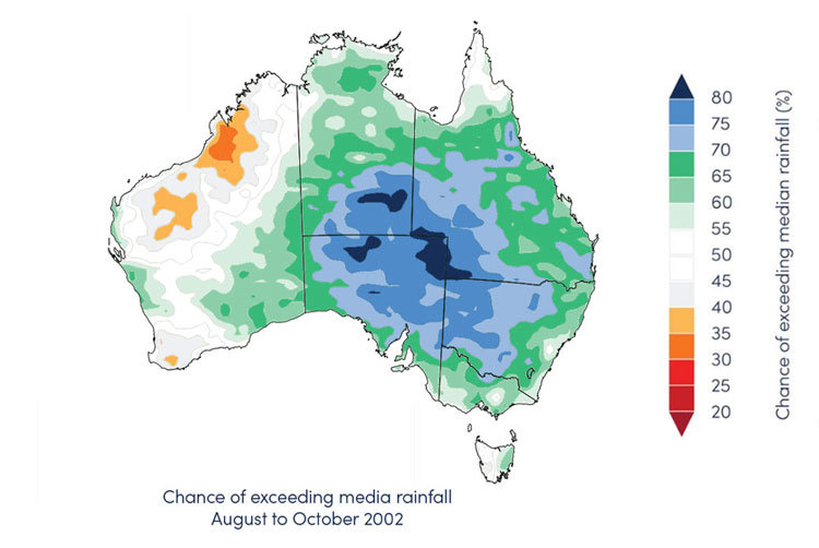 Figure 21. Three-month rainfall outlook, August to October 2020 (issued 30 July 2020)