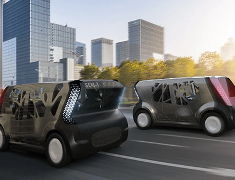 Two Autonomous Cars On Road