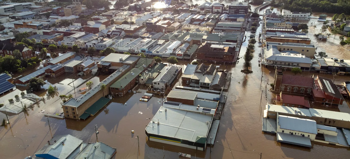 Lismore City In Flood At Sunset