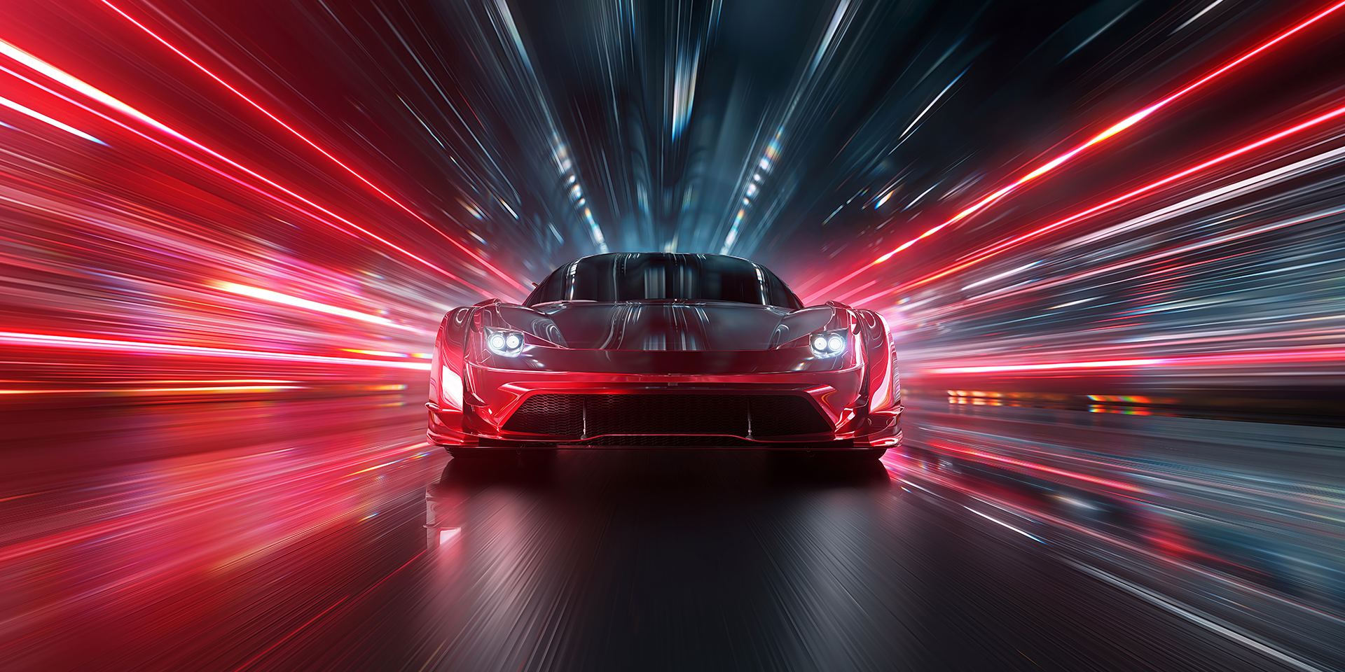 Hypercar Driving Towards Camera