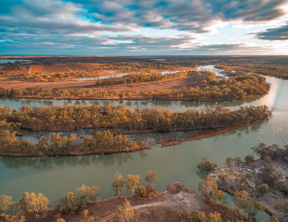 001 Aerial View Of Murray River At Kingston On Murray, Riverland, South Australia