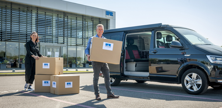 Ricardo CEO Dave Shemmans lends a hand with deliveries of the face shields to local care homes and NHS facilities in the Brighton & Hove area