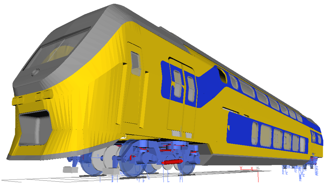 Virtual computer model of a double deck train