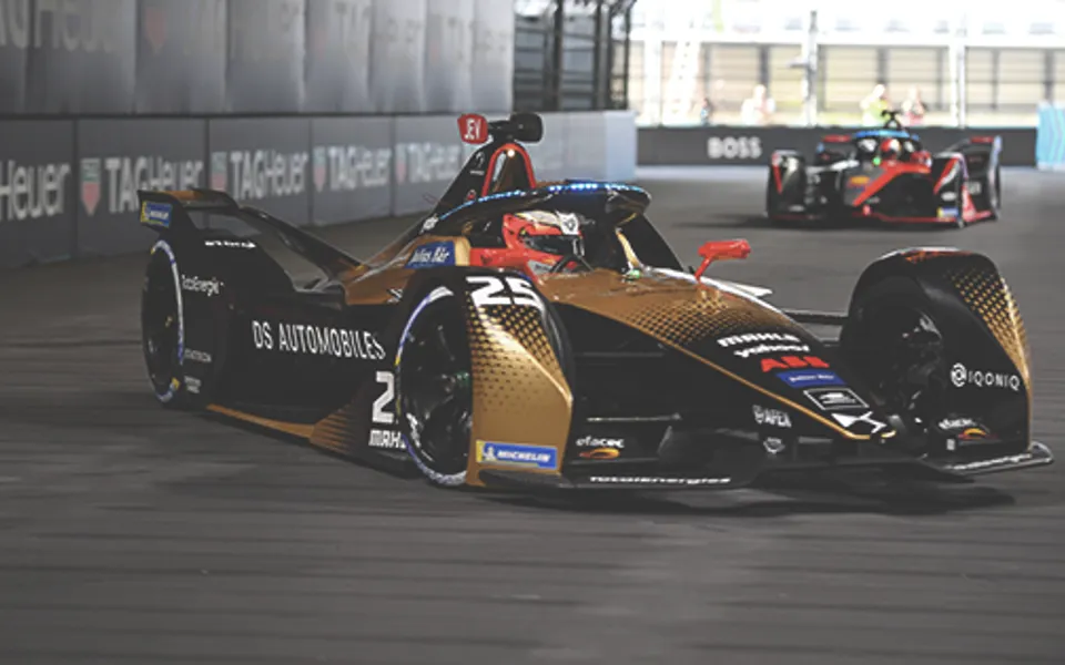 Formula E Car Racing On Track