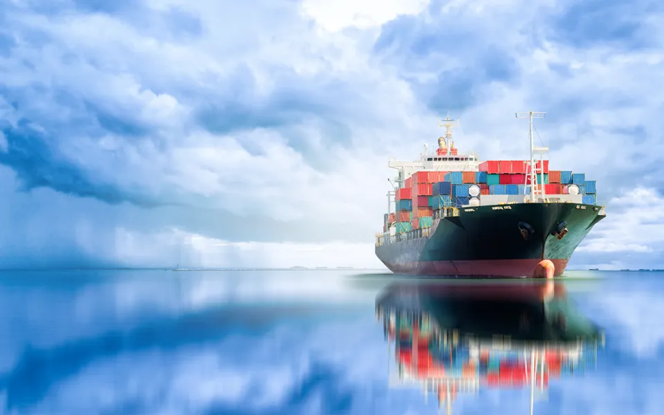 Cargo Ship At Sea 469280870
