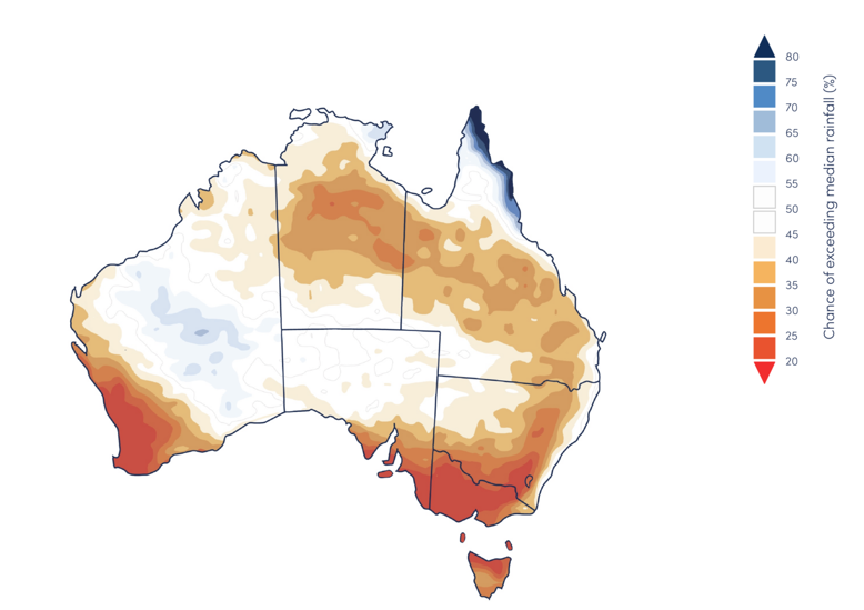 Figure 22. Three-month rainfall outlook (issued 13 July 2023).