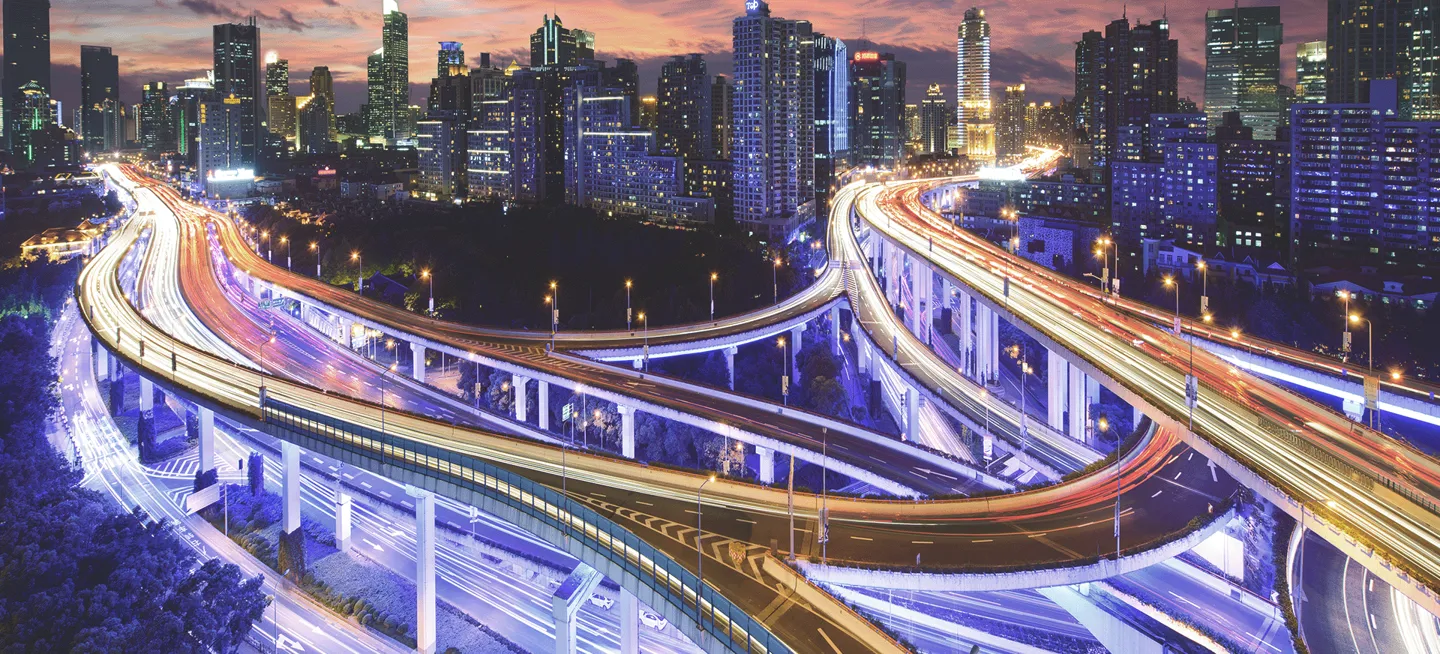 Traffic On Road At Night Long Exposure