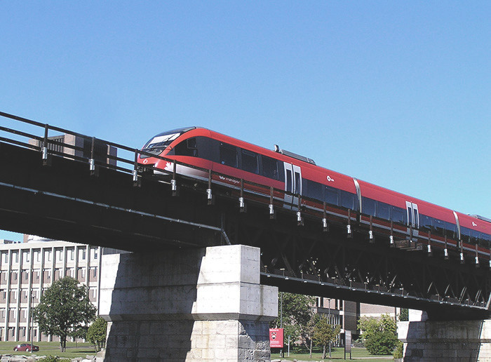 Ottawa O train passing over a bridge