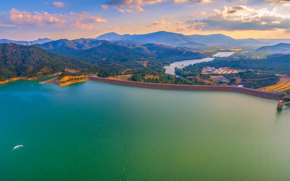 Lake Eildon At Sunset Aerial Panorama