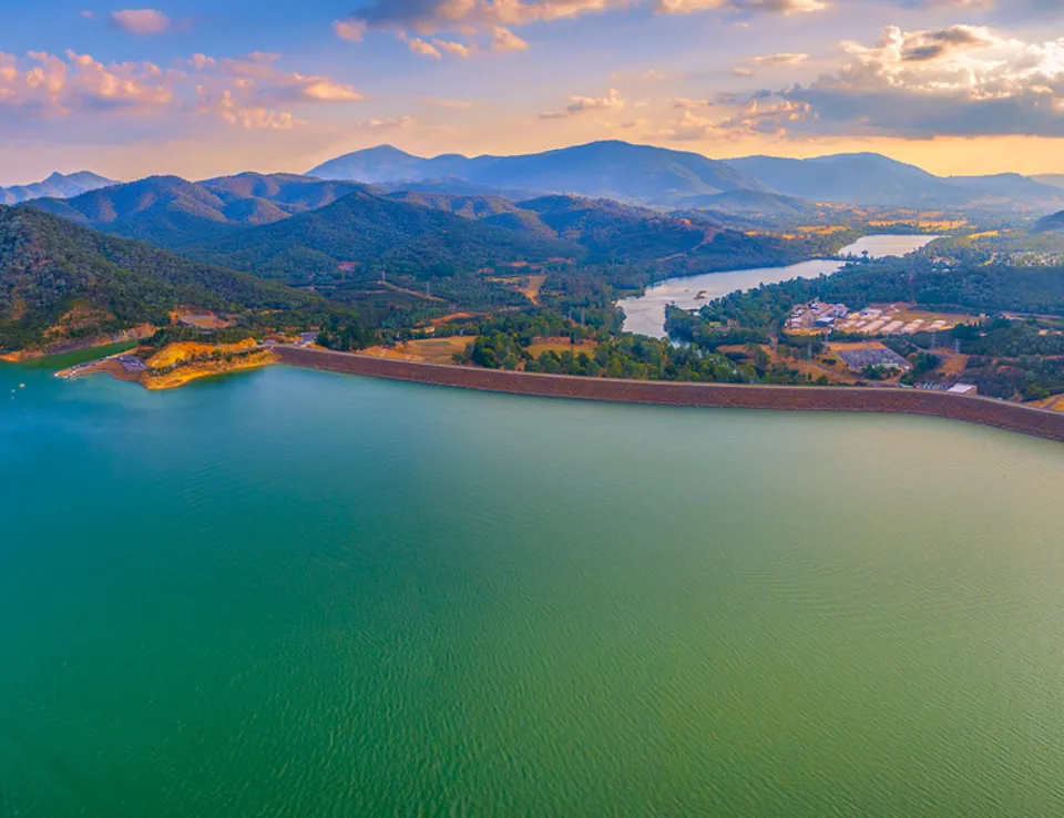 Lake Eildon At Sunset Aerial Panorama