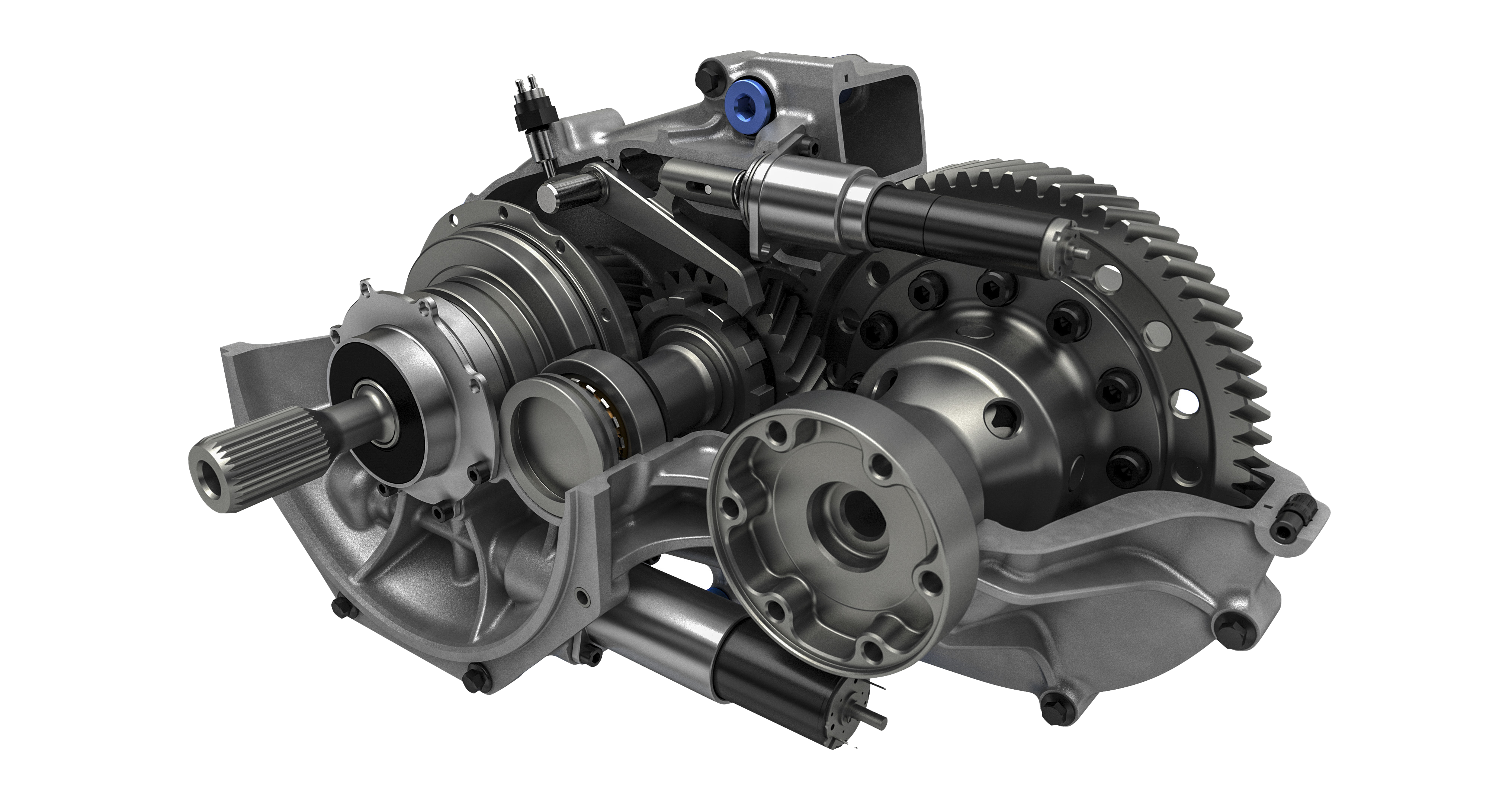 Perspective view of parallel axis reduction drive for electric vehicle