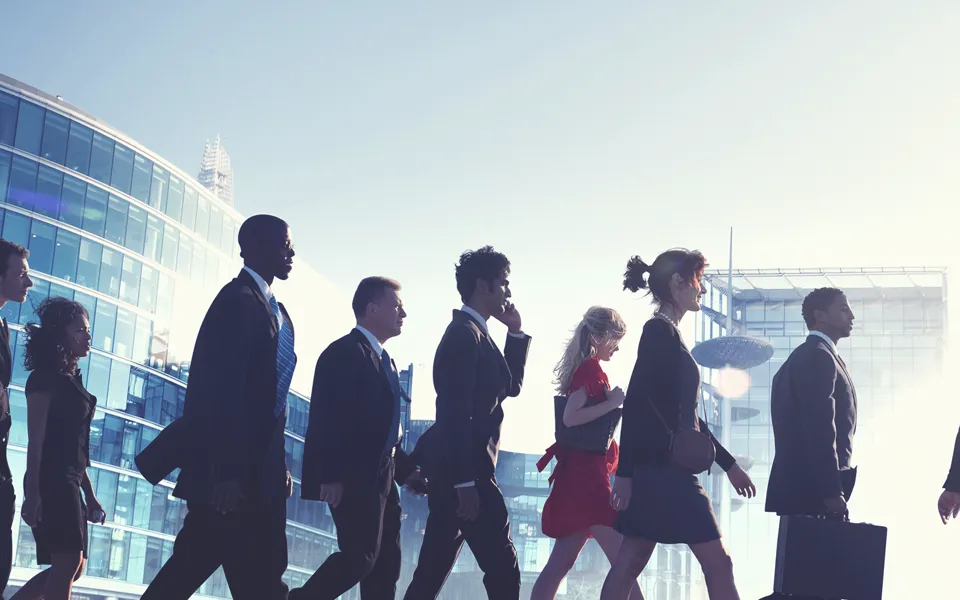 Business professionals walking