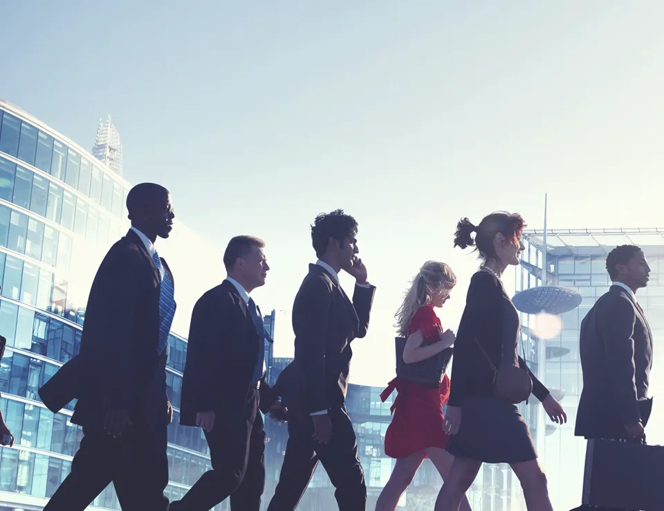 Business professionals walking