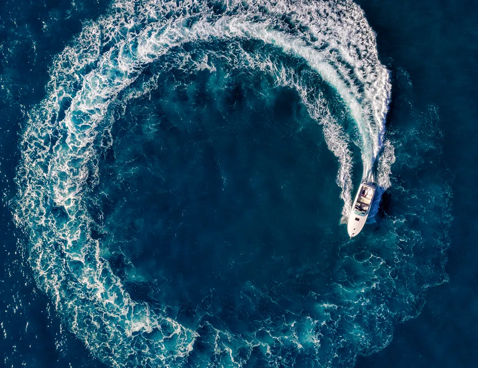 Speedboat Sailing In Circles