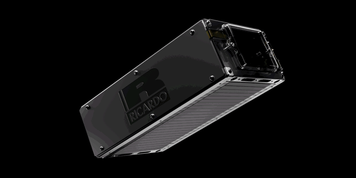 Ricardo's flexible battery module on black background